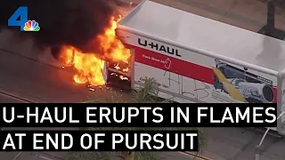 U-Haul Erupts in Flames at End of Chase | NBCLA