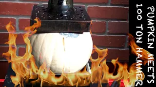 MAD MONKEY 100 TON HAMMER EXPERIMENT HYDRAULIC PRESS VS PUMPKIN SMASH - CRUSHING THINGS BY PRESS