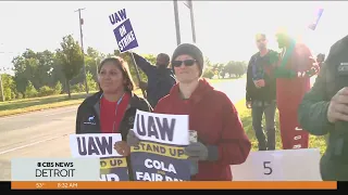 Walking the UAW picket line at the Ford Michigan Assembly Plant in Wayne