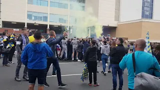 LEEDS UNITED FANS CELEBRATE GOING UP AS CHAMPIONS TO THE PREMIER LEAGUE AFTER 16 YEARS 2019/20
