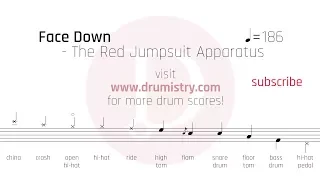 The Red Jumpsuit Apparatus - Face Down Drum Score