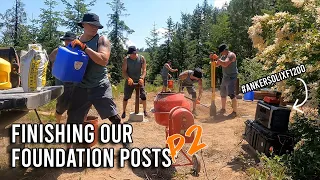 Pouring concrete for posts P2 | Building our off grid cabin in Northern Idaho