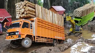 KETENGGEK DI KUBANGAN BERLUMPUR ‼️🔥 RC TRUK FUSO ENGKEL & HINO 500 BERMUATAN FUL GAYOR KAYU