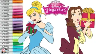 Disney Princess Holiday Coloring Book Pages Belle and Cinderella