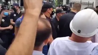 Потасовка шахтёров и полиции в Киеве 01.07.2020.