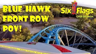 Blue Hawk Six Flags Over Georgia FRONT ROW POV During Fright Fest!!!