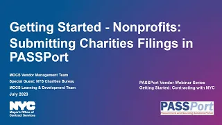 Nonprofits Submitting Charities Filings in PASSPort