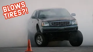 Doing a GIANT Burnout at Holley LS Fest East! 4x4 LS Swapped Cadillac RIPS!