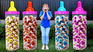 Giant Color Eyeball Jelly Bottle  컬러 보틀 캔디 젤리 먹방 MUKBANG