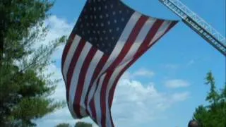 Patriot Flag being raised over Plattsburgh Barracks Veterans Park, 7/2/11