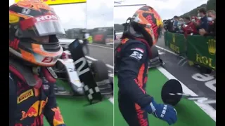 Nikita Mazepin drives over Max Verstappen after the 2021 Monaco grand prix...