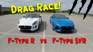 Jaguar F Type SVR  vs. Jaguar F Type R! Drag Race, Exhaust Battle, Interior/Exterior Comparison.