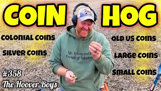 Hogging ALL the Old Coins Metal Detecting Huge Colonial Farm