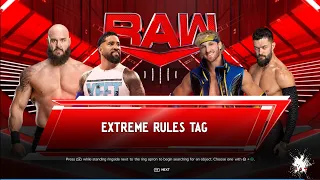 WWE 2K24 - Braun Strowman & Jey Uso Vs Logan Paul & Finn Balor - Tag Team Match At Raw