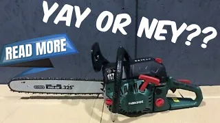 Parkside Petrol Chainsaw review - My thoughts on this budget saw: I like it!!