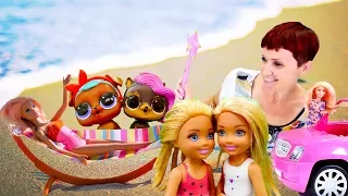 Маша Капуки и куклы Барби и Лол Петс на Пляже.