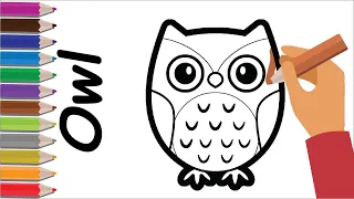 how to draw cute owl -  cute owl drawing easy step by step - easy drawings for kids