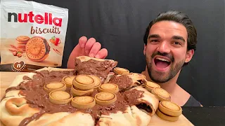 ASMR MUKBANG NUTELLA CHOCOLATE PIZZA, NUTELLA BISCUITS PIZZA, CHOCOLATE PIZZA, EATING SOUNDS