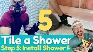 🍒 How to Prep, Level, & Install Shower Pan Base ➔Step 5  (DIY Video Series: Tile a Bathroom Shower)