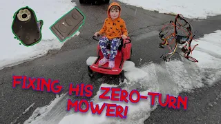 WE FIX HIS LAWNMOWER - Kids and Lawnmowers! Fixing a broken Kid's Zero-Turn mower (Kid Trax)