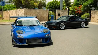 Mazda RX-7 (FD3S) & Nissan 240SX (S14) - Honolulu Hawaii (4K)