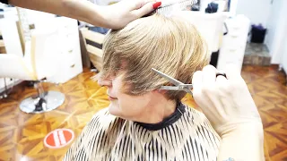 ANTI AGE HAIRCUT - 70 S SHORT BLONDE LAYERED BOB WITH BANGS