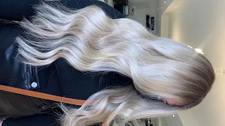 Brassy Blonde to Creamy Blonde Balayage with LADYLUX Tape Extensions |  Toned with Redken Shades EQ