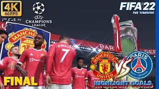 FIFA 22 - Final UEFA Champions League  - Ronaldo vs Messi -  Manchester United Vs. PSG | 4K