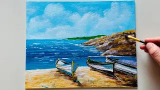 Seascape Painting / Acrylic Painting Tutorial