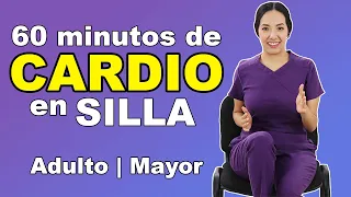 Rutina de CARDIO en Silla (O de bajo impacto) para Adultos Mayores | 60 min