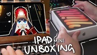 iPad Mini 6 aesthetic unboxing + accessories | Procreate, Genshin & Honkai star rail gameplay