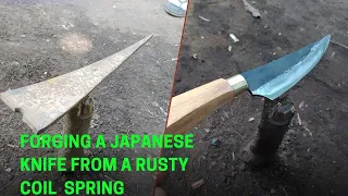 Forging a Japanese Knife From a Rusty Coil Spring