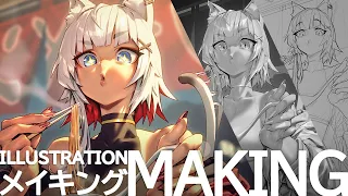 [Grisaille Painting Method: Making 81] Ramen Loving Cat Girl