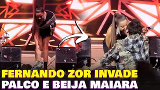 Fernando Zor invade palco e beija Maiara durante show da cantora