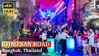[BANGKOK] Night Walk At Khao San Road "Tourist Famous Street For Night Life"| Thailand [4K HDR]