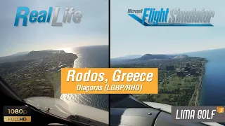 Visual Landing to Rodos, Greece (LGRP) | MS Flight Simulator 2020 vs Real Life | Cockpit view [HD]