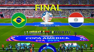 BRAZIL vs PARAGUAY - FINAL | Copa America USA 2024 | Full Match All Goals | PES Gameplay