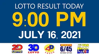 Lotto Results Today July 16 2021 9pm Ez2 Swertres 2D 3D 4D 6/45 6/58 PCSO