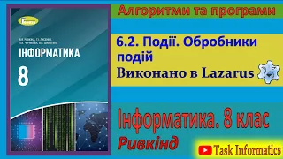 6.2. Події. Обробники подій (Lazarus) | 8 клас | Ривкінд