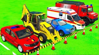 TRANSPORTING ALL SUV & PICKUP POLICE CARS WITH HAULER TRUCKS! Farming Simulator 22 KN GAME #00000103
