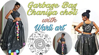 How to make garbage bag dress| Making dress out of trash bag#avantgarde#chaniyacholi #paperdress