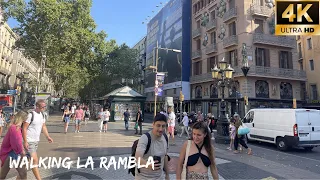 Barcelona Walking Tour | Walking La Rambla - Summer Walk Of Iconic Barcelona Street. July 2022 [4K]
