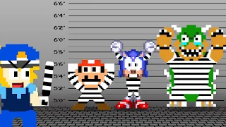 Peach Locked Mario, Sonic and Bowser in Prison For 24 HOURS Challenge!