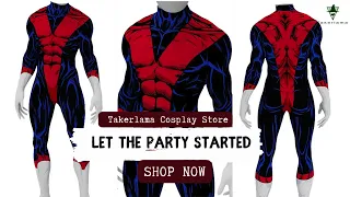 #Takerlama X-Men 97 Nightcrawler Cosplay Costume Marvel Comic Superhero Jumpsuit for Adults Kids