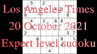 Sudoku solution – Los Angeles Times sudoku 20 October 2021 Expert level