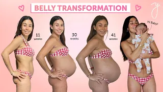 Week by Week Pregnancy Belly Transformation I First Pregnancy 42 Weeks