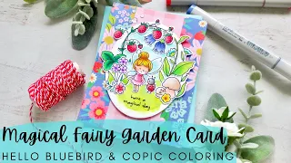 Magical Fairy Garden Card | Hello Bluebird | Copic Coloring + Patterned Paper as Design Inspo |