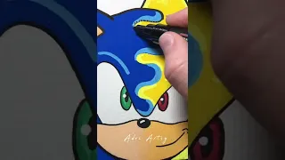Drawing Sonic and Super Sonic Fusion Effect with Posca Markers!