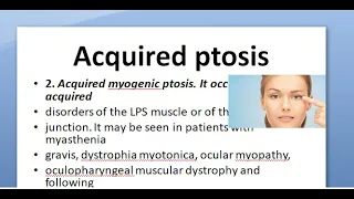 Ophthalmology 388 b Ptosis Acquired Causes