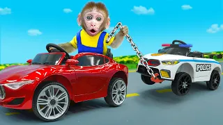 KiKi Monkey ride on Police Car to do rescue mission | KUDO ANIMAL KIKI